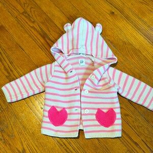 Baby Gap Pink striped Knit Sweater size 3-6 button up